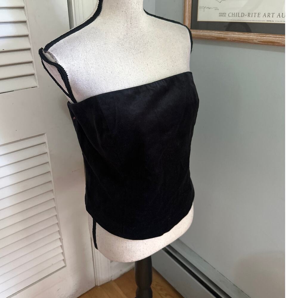 Gap Crop Top Womens Large Tall Black Velvet Strapless Minimalist Goth Grunge